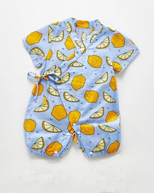 Grenouillère kimono à motif de citron pour bébé