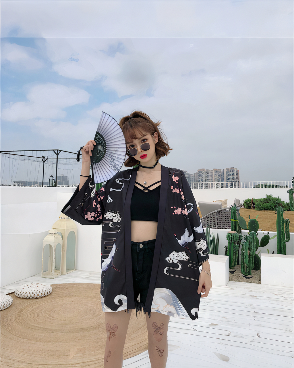 Kimono à motif de cygne pour fille – Image 2