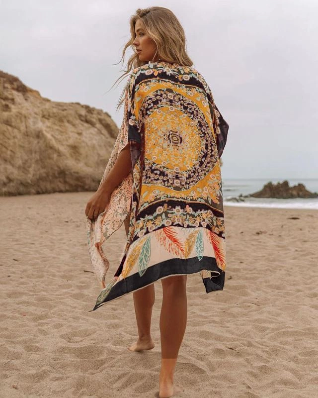 Kimono cache maillot noir bohème pour femmes – Image 4