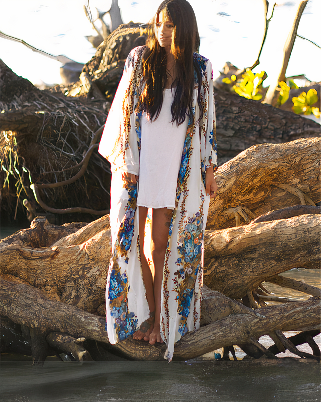 Kimono cardigan de plage fleuri pour femmes – Image 5