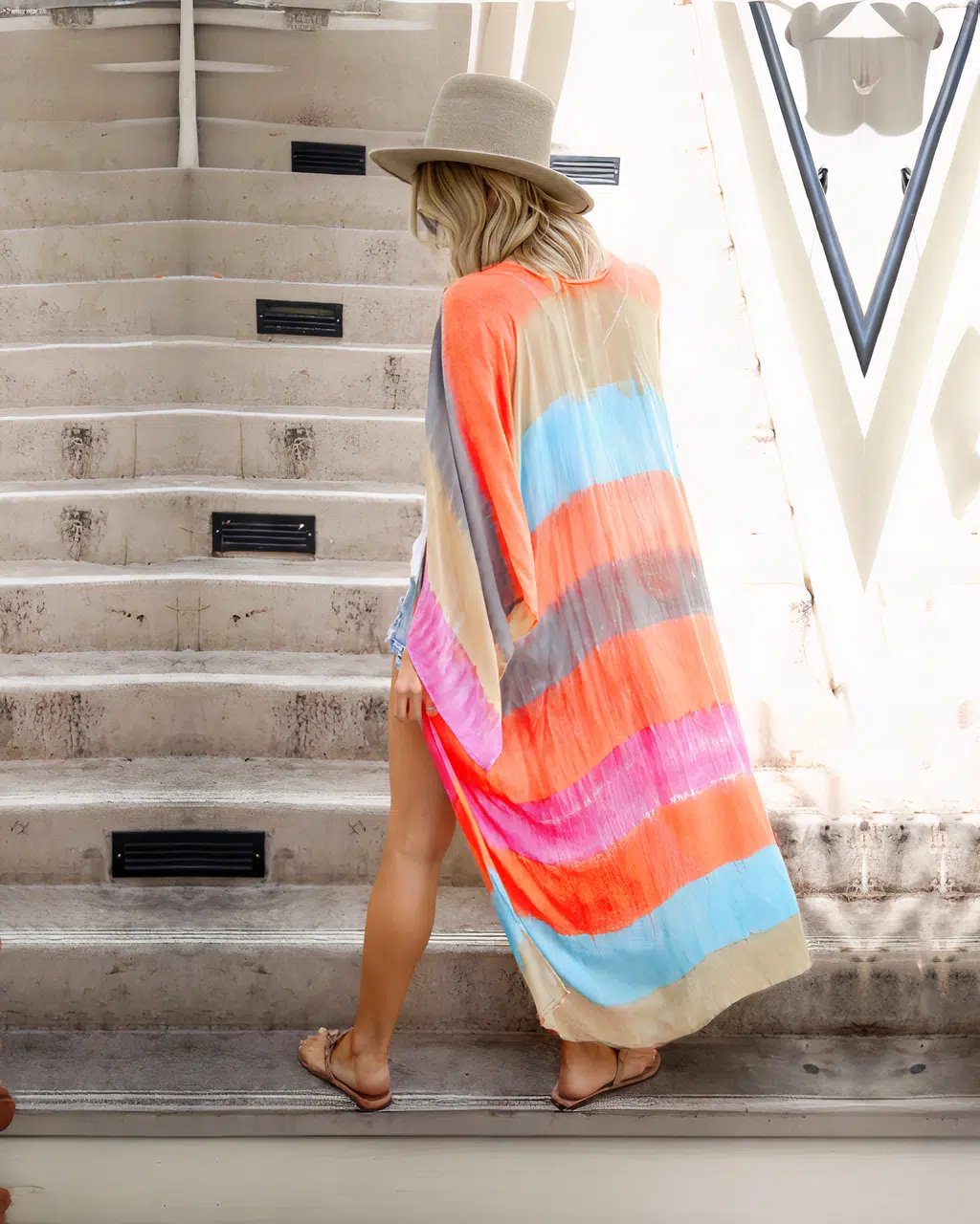 Kimono d’été à motif rayure multicolore pour femmes – Image 6