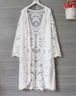 Kimono de plage blanc brodé