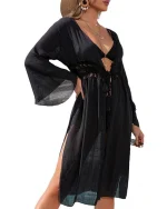 Kimono de plage noir sexy