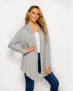 Kimono gris à manches longues pour femmes