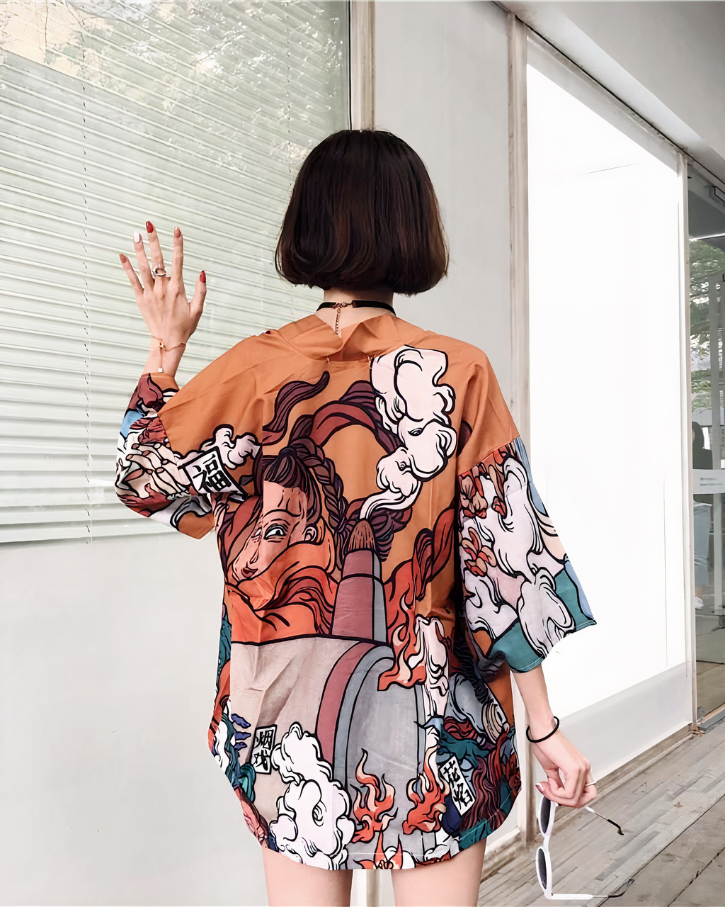 Kimono Japonais vintage orange pour femmes – Image 2