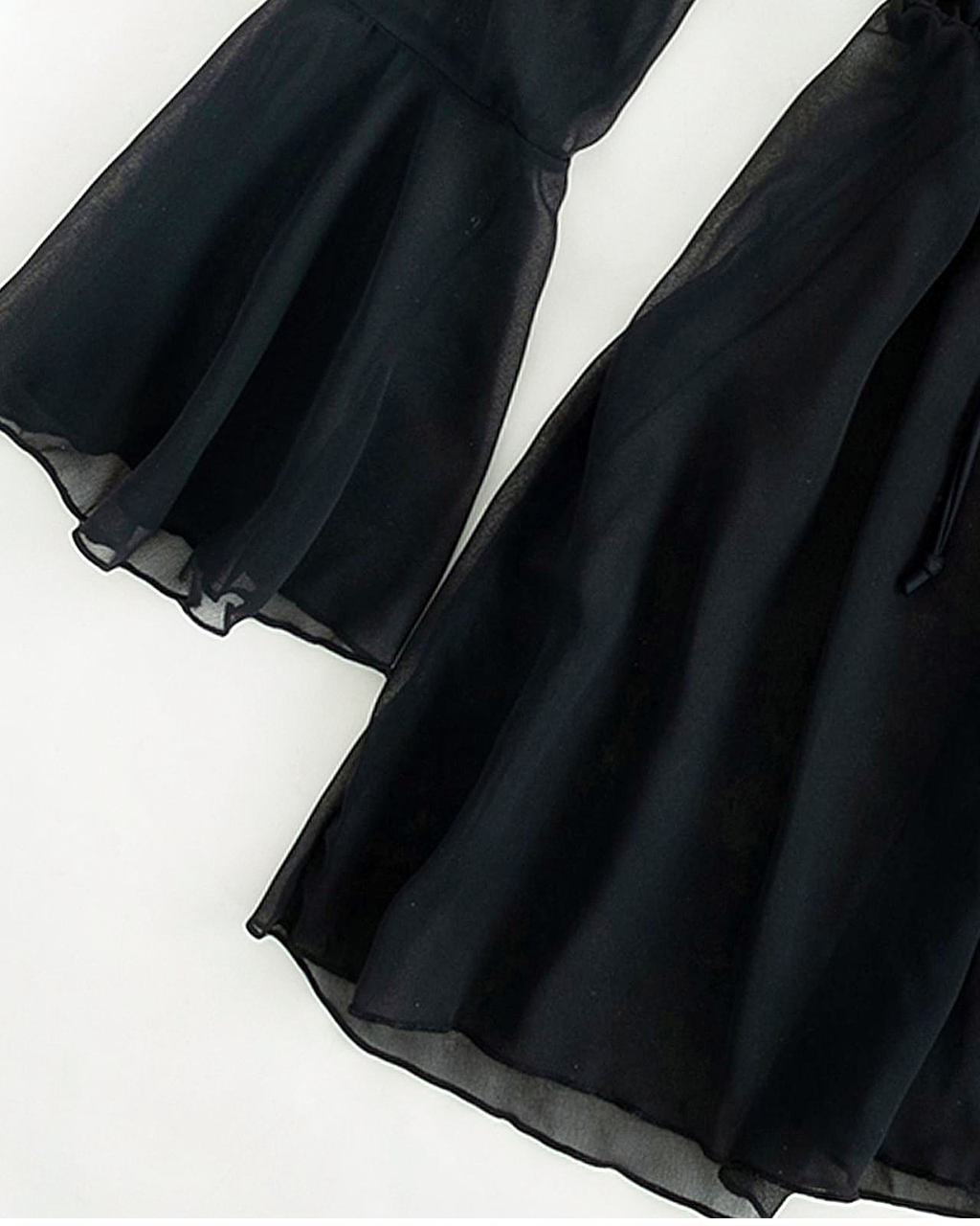 Kimono noir en mousseline de soie pour femmes – Image 3