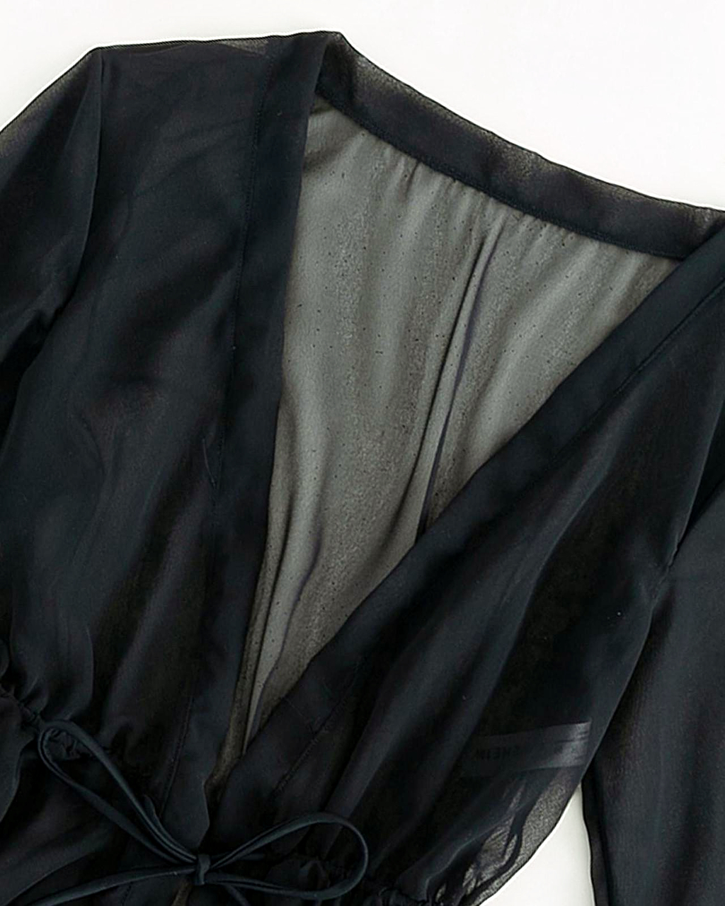 Kimono noir en mousseline de soie pour femmes – Image 4