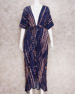 Kimono tunique de plage bohème bleu nuit