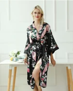 Kimono Yukata noir pour femme