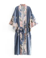 Long kimono bohème pour l’été bleu