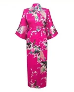 Long kimono coréen fleuri rose