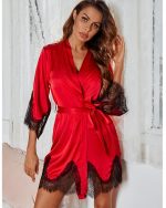 Peignoir kimono à dentelle pour femme