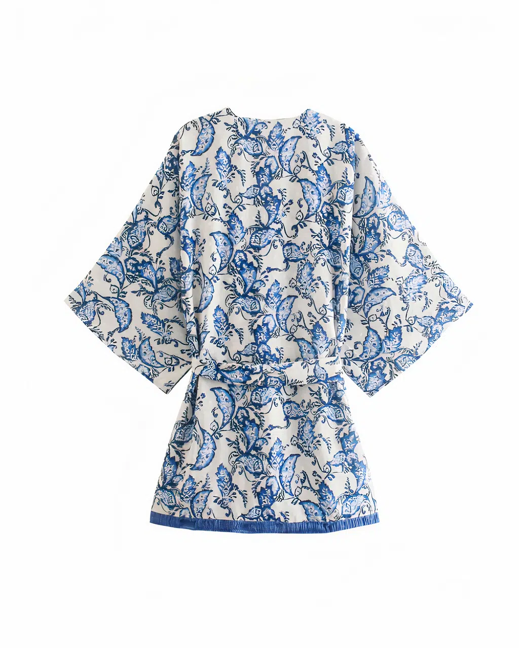 Robe kimono fleuri bleu pour femme – Image 2